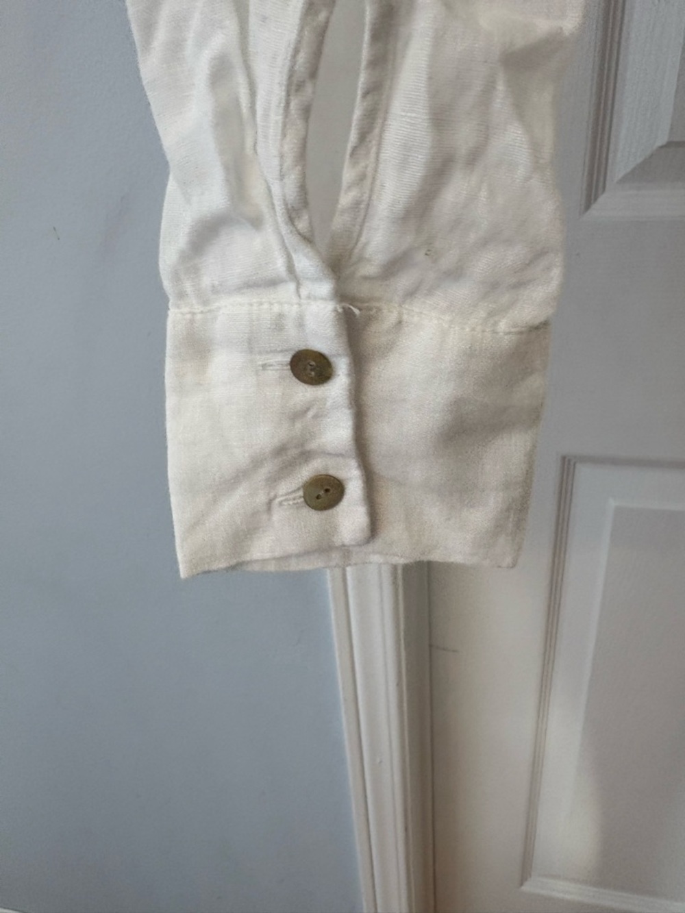 Zara Linen White Button Down Crop Top Size Medium - Picture 6 of 8